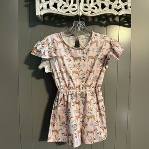 Marie Nicole Pink Horses Super soft short romper